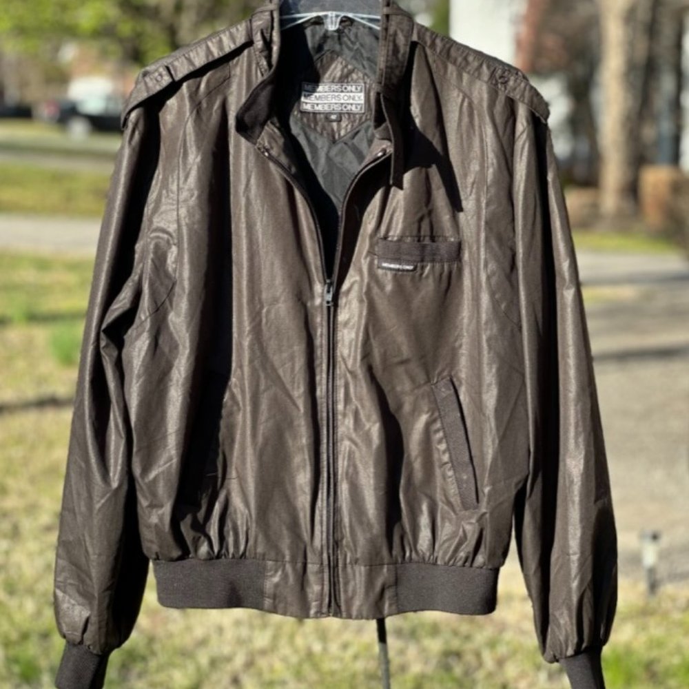 80s Vintage BLACK Members Only Cafe Racer Bomber Grand Prix Size 42